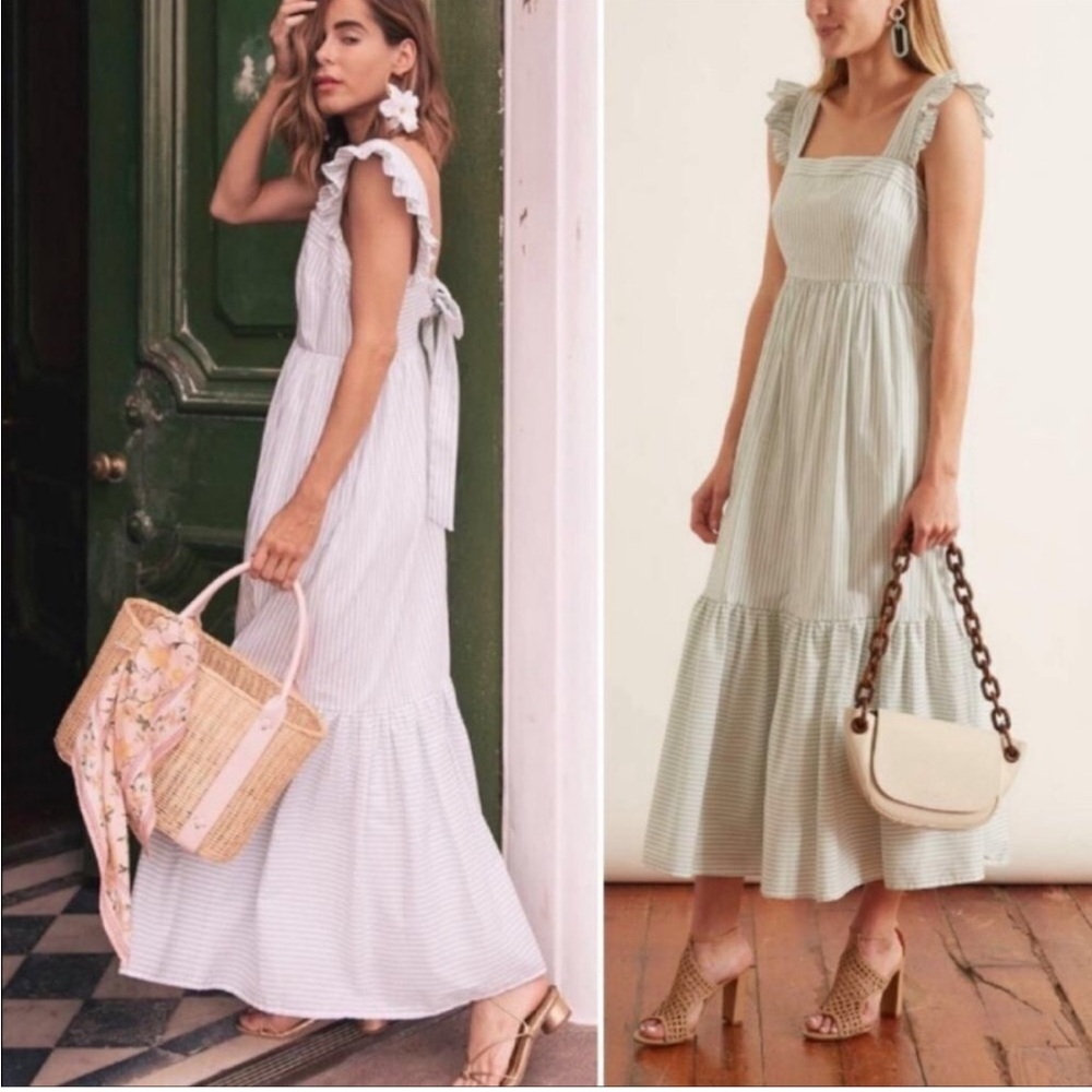 GAL MEETS GLAM Anthropologie Jasmine Stripe Sleeveless Square-Neck Maxi Dress - Picture 8 of 12